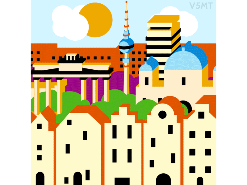 Berlin Animated Illustration - Day / Night animated illustration animation city illustration design geometric gif illustration illustration interface illustration landing page loop motion motion animation uiux user experience vector web illustration