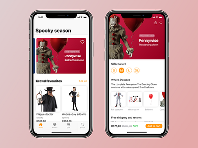 Spooky Season - Halloween Costumes 🎃 daily ui design halloween halloween costume pennywise sketch ui ux uxdesign