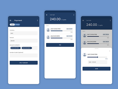 Bill Splitting africa concept design ghana mobile app payment payment app split transaction ui uidesign