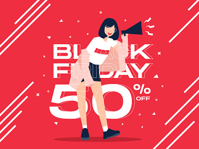 Black Friday - Illustration banner banner ad blackfriday flat illustration flyer girl illustration illustration template vector