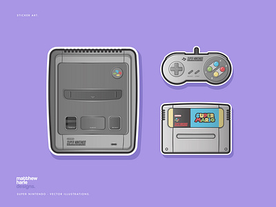 Super Nintendo - Vector Illustrations art flat design flat illustration flat vector gaming graphic art graphic design illustration illustration art illustrator nostalgia retro sticker design vector vector art vector illustration