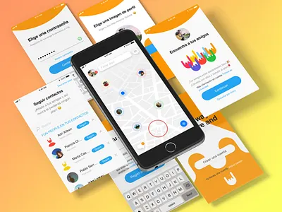 onboarding Screens colorful design find friends log in maps onboarding password screens ui ux