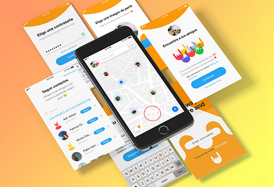 onboarding Screens colorful design find friends log in maps onboarding password screens ui ux