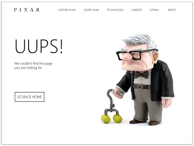 PIXAR 404 page 404 error page 404 page branding design illustration logo typography ui up ux vector web website