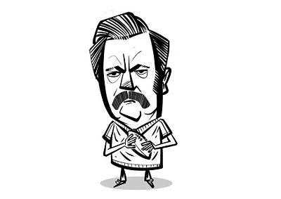 Ron Swanson caricature characterdesign clipstudio illustration