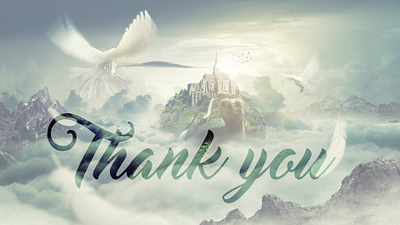 Thank You Mystic art bird clouds design dove fantasy feather feathers gratitude green thank you turtle