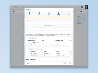 E2E – Matchers interface match matcher modal popup ui