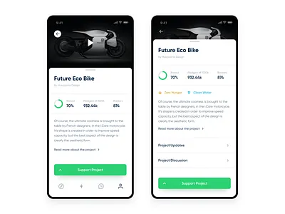 Support Project Page design ios kickstarter minimalistic mobile project ui ux