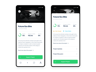 Support Project Page design ios kickstarter minimalistic mobile project ui ux