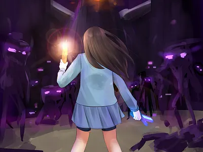 End world anime fanart illustration minecraft