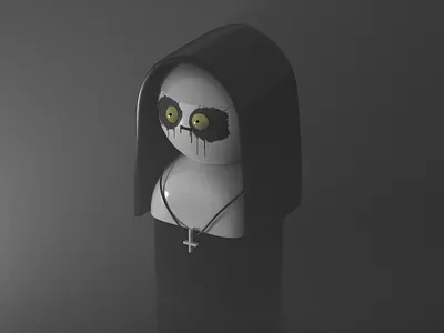 The Nun 3d 3d art 3d artist c4d cinema4d conjuring cute cute art funny funny character nun scary simple simple design
