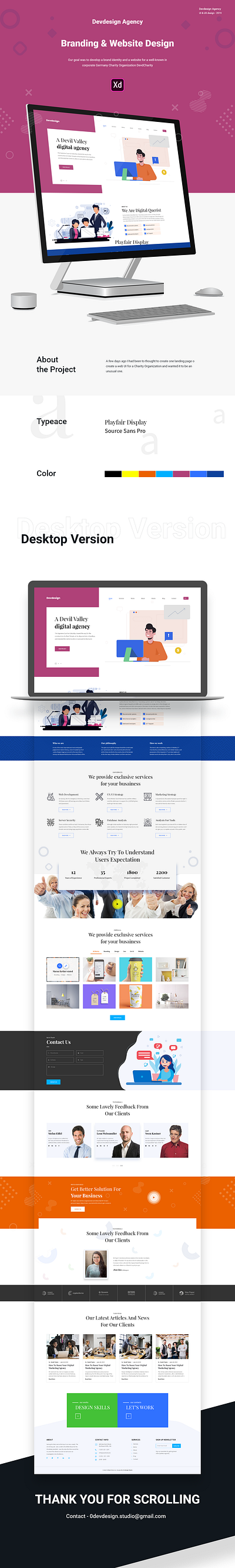 Free Devdesign Agency XD UI Website Template agency bootstrap brand design branding clean creative design devdesign digital marketing download free freebie freebies landing page modern trend ui ux website