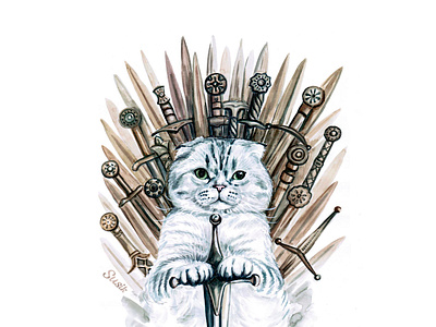 Game of Thrones animal cat catalog cute draw drawing fanart fun funny gameofthrones illustration kitty pet watercolor watercolor art