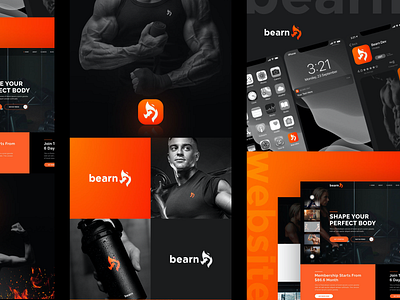 Bearn Branding brand design branding agency branding and identity branding concept branding design burn fitness fitness app fitness application fitness center fitness logo logo logodesign logos logotype mobile app design mobile app icon stationary stationary logodesing