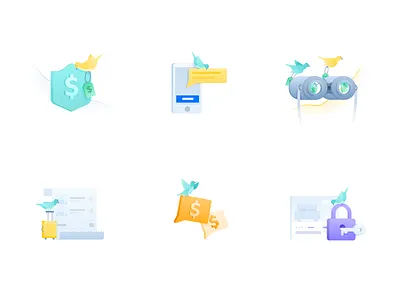 Spot illustrations for hotel booking platform FindHotel alert artwork bird birds booking findhotel hotel illustration illustrations notification theme travel