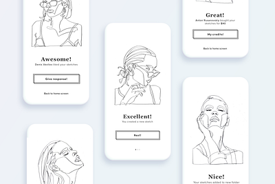 "Faces Sketches" app design app art design designs faces flat illustration illustration art ios media kit sketch sketches social social app ui ux vector web