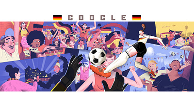 Google Doodle: FIFA's 2019 Women's World Cup adobe photoshop bavaria beer garden berlin cheering doodle fans football fussball german national team germany google google doodle hamburg high five illustraion kick mountains soccer womens soccer