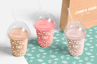 Cream and Sugar Milkshake brand design brand designer brand identity branding branding design graphic graphic design logo logo design logo designer merchandise package package design package designer photoshop