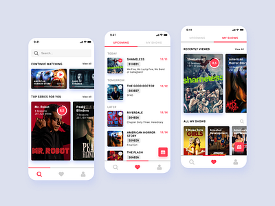 Tv Series Streaming App Concept app concept design desktop figma mobile mobile app streaming tv tv series tv shows ui ux watch white