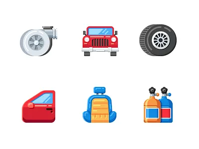 Car Service Flat Icons car car door car seat flat icon illustrator nos bottle turbo vector wheel