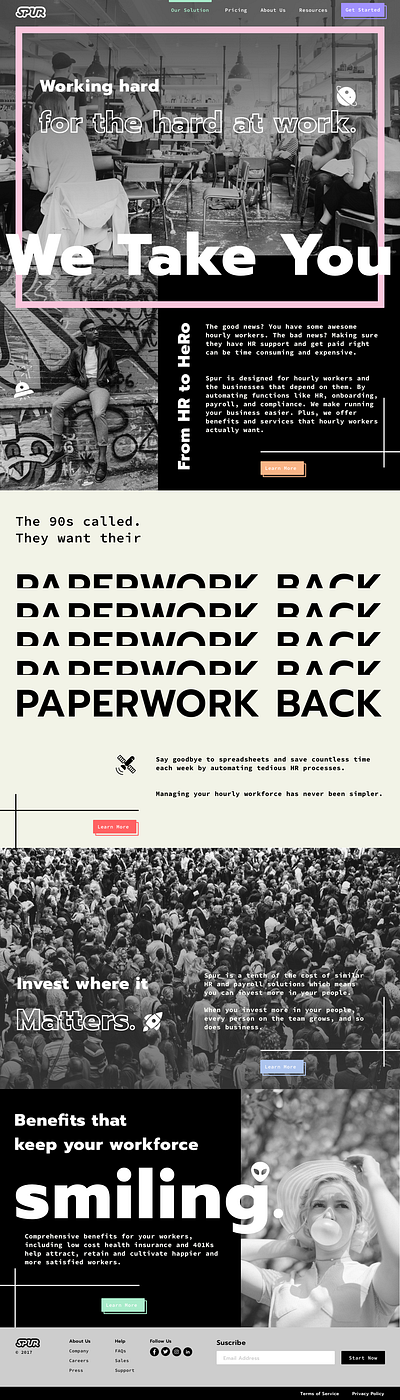 Spur Website Rebrand antidesign black white brand branding brutalist rebrand ui visual identity website