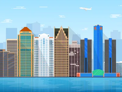 Detroit city skyline creative design illustration inspirational vector website