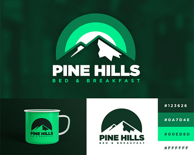 Pinehills Brand bed bed and breakfast brand green hills hostel hotel logo mountains northern outdoors