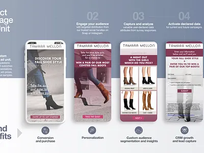 Ad Product Deck ad unit adobe illustrator branded content deck deck design illustrator phone mock up pitch deck social media ad tamara mellon ui design ux design