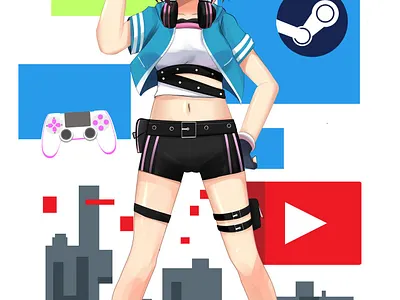 kizuna ai games fanart by anime fanart illustration