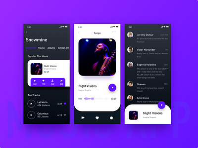 Music app typography ui web