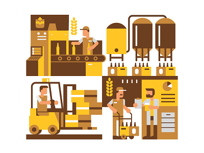 Beer Factory beer factory geometric illustration workers