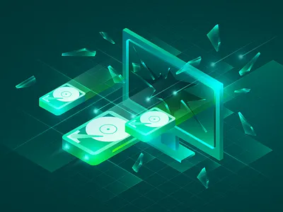 Storage, Harddrive Illustration glass hard drive hdd illustration isometric isometry monitor storage