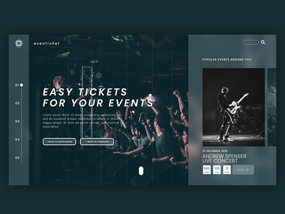 event ticketing site landing page design clean design event homepage landing page design landingpage organiser ui uiux web webdesign