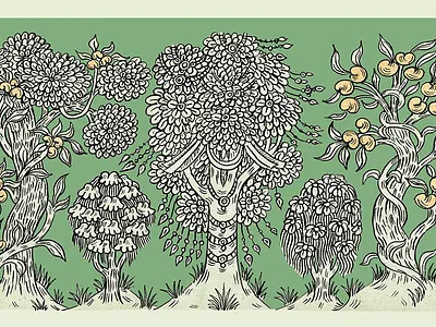 Secret garden design illustration ornamental ornaments textile design textile print tibetan