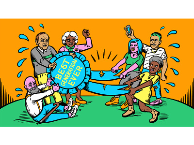 OK Boomer for NBC cartoon colorful digital art drawing editorial illustration nbc opinion quirky surreal