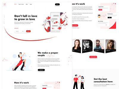 Dating landing page animation app branding date dating website datingapp design illustration landing page typography ui uidesign uiux ux web website