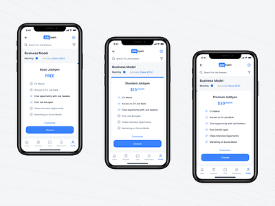 Jobbyen: Pricing animation app business business model clean dailyui design inspiration ios job application job board job finder job listing job portal job search pricing ui ux web website