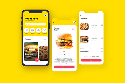 Online delivery App app burger delivery design food mobile ui ux