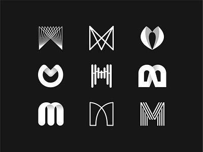 Marvelous M art blackandwhite branding branding design design drawing flat illustrator letter letter m lettering lettermark letters logo logotype minimal typography vector white white letter