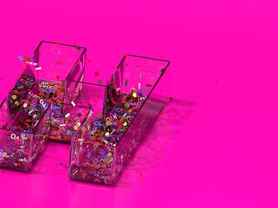 Confetti Huge Oakland 3d c4d cinema4d confetti glass letter render type