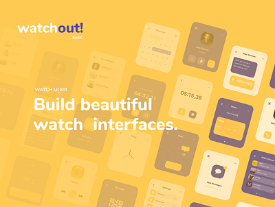 ⌚️ Apple Watch UI Kit | Watchout! Basic adobe xd apple watch design discount madewithxd minimalistic mobile orange purple sale smart watch ui ui kit ui8 uiux ux watch watch os watch ui kit watchout