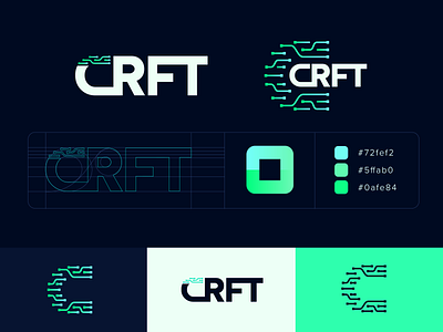 CRFT Logo automation brand branding cybersecurity green icon illustration logo logotype vector