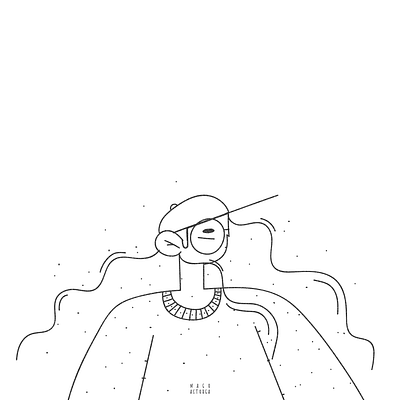 BW doodle girl girlpower illustration illustrator wacom