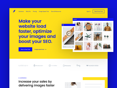 Piio bird blue bold clean compress design fast hellohello image interface landing marketing piio speed strong ui ux web website yellow