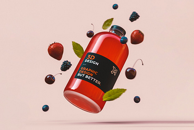 Creative Design Branding black blackberry blueberry bottle bottle mockup cherry fruit green label design mint mockup packaging photorealistic pink product product shot red strawberry style