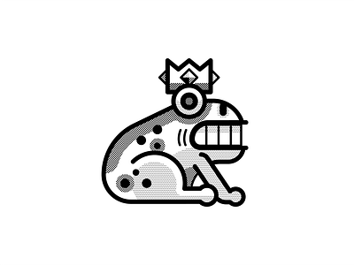 Enchanted black and white crown frog geometric inktober king loco vectober vector