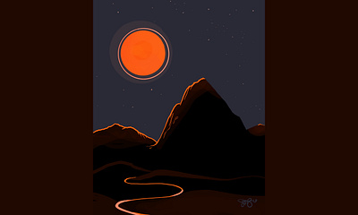 Mountain design digital illustration minimalism moon mountain procreate