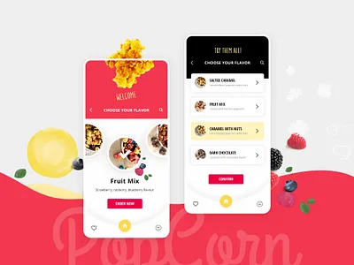 PopCorn LasVegas adobe xd app design clean colour palette colours design food illustration illustrator mobile app photography photoshop red typography ui uidesign ux web