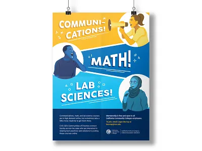 Poster Illustration & Design announce blue cartoon college education flyer head wrap holler illustration megaphone mic microphone ponytail poster procreate students yellow yellows