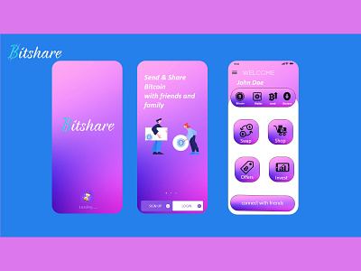 Bitshare animation app branding design login logo ui ux